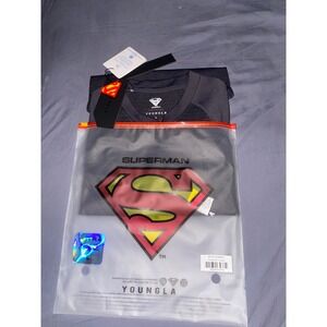 YOUNGLA Superman Compression Shirt Size Large Charcoal‎ Gym Tee Authentic